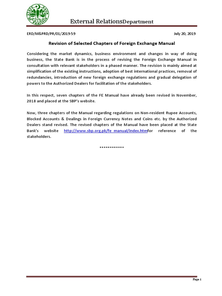Revision of Foreign Exchange Manual | PDF | Business | Finance & Money ...