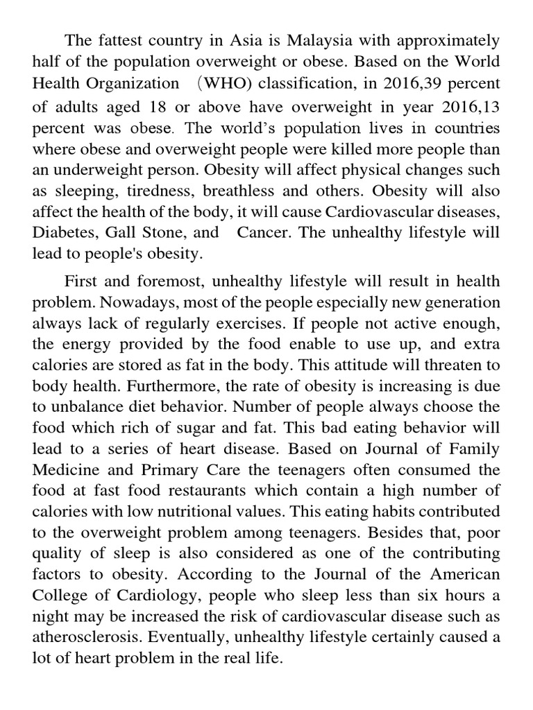 causes of obesity essay