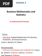 Business Mathematics and Statistics: Dr. Muhammad Arif Hussain