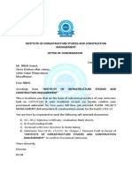 Institute of Infrastructure Studies and Construction Management Letter of Confirmation