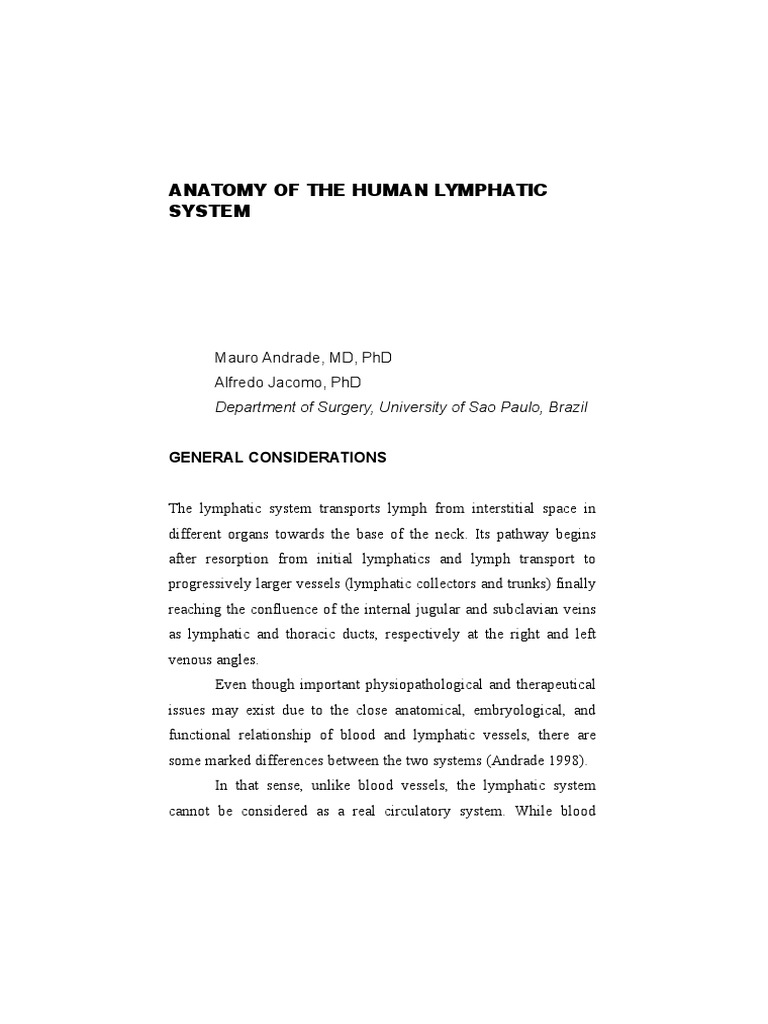 Anatomy of the Human Lymphatic System | PDF | Lymphatic System | Aorta