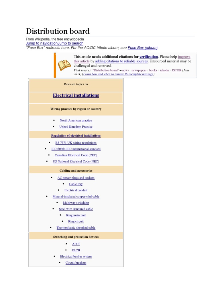Distribution Board: Electrical Installations | PDF | Components | Safety