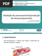 Validação de processamento/produção de hemocomponentes