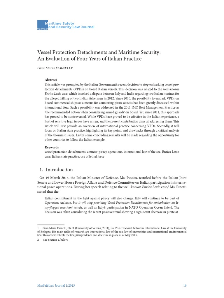 Italian Vessel Protection Detachments Review | PDF | Piracy Off The ...