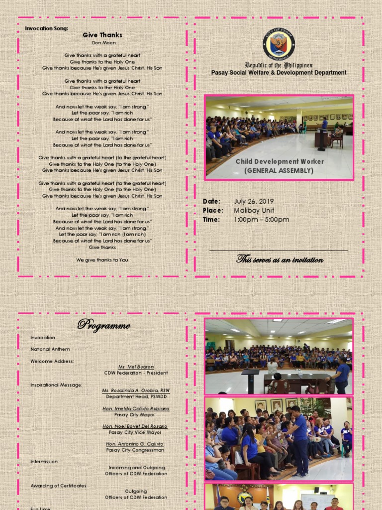 Invitation to CDW Federation Assembly | PDF