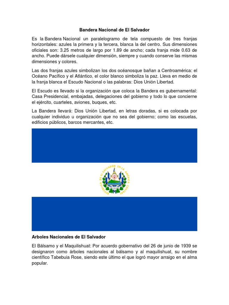 Significado y características de la bandera de El Salvador | PDF | El ...