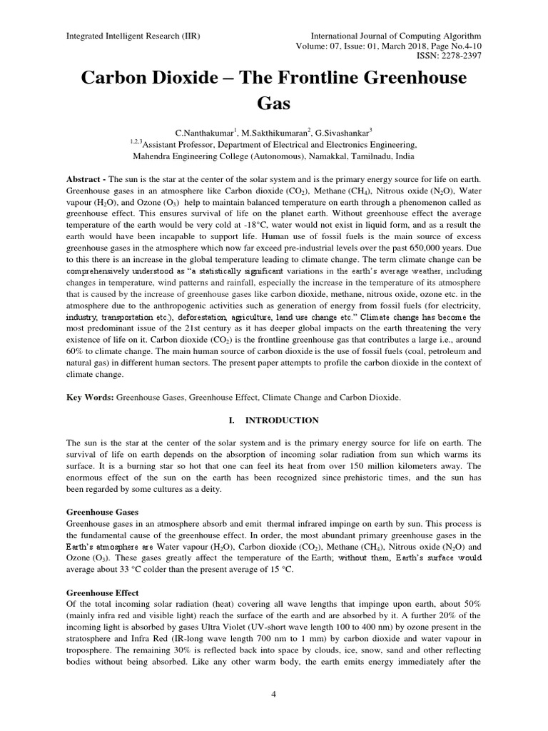 Carbon Dioxide The Frontline Greenhouse PDF | PDF | Greenhouse Effect ...