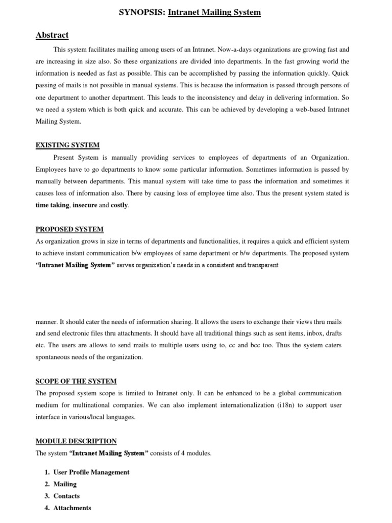 Intranet Mailing System Overview | PDF | Floppy Disk | Databases