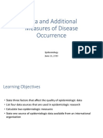 Data and Additional Measures of Disease Occurrence: Epidemiology June 26, 2019