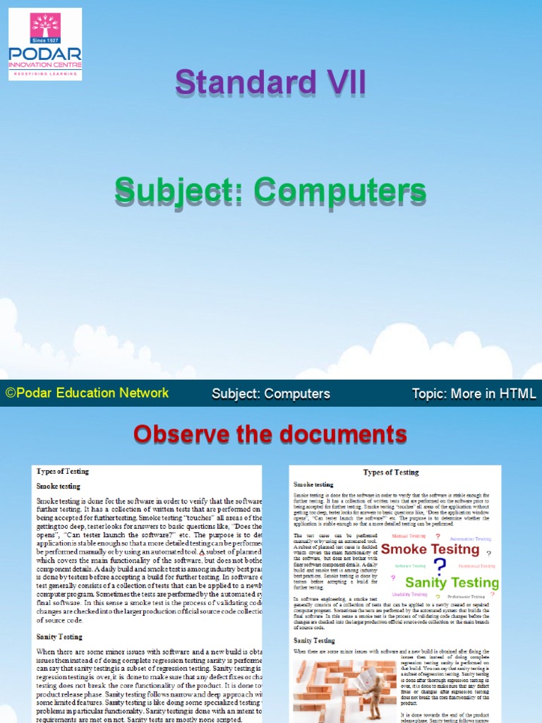 ICSE VII Computers More in HTML | PDF | Hyperlink | Html