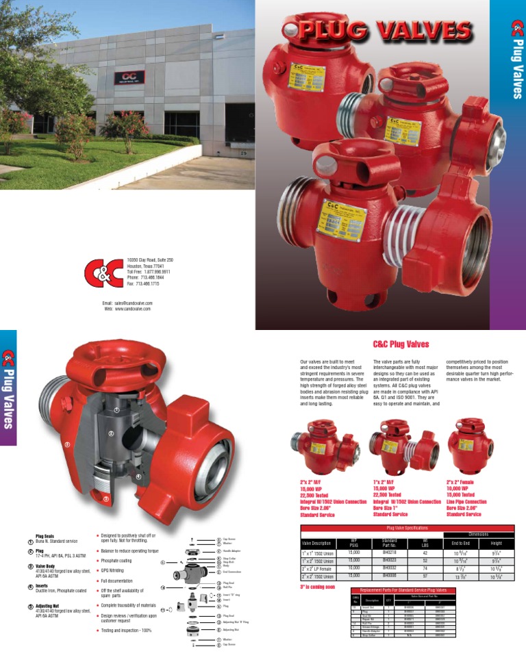 C&C Industries Plug Valve Specifications | PDF | Valve | Pipe (Fluid ...