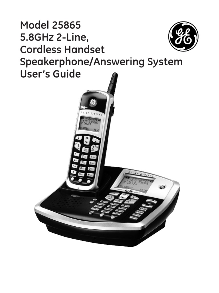 Model 25865 5.8Ghz 2Line, Cordless Handset Speakerphone/Answering