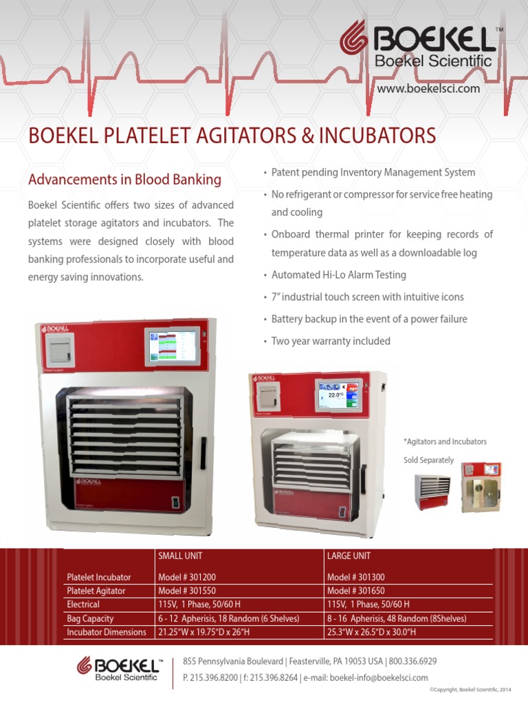 Boekel Platelet Agitators & Incubators Advancements in Blood Banking Download Free PDF Hvac