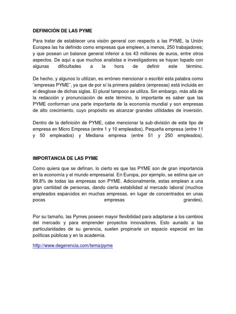 PYMES | PDF | Pequeñas y medianas empresas | Economias