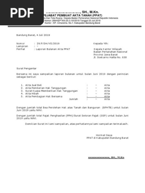 Contoh Laporan Bulanan Ppat