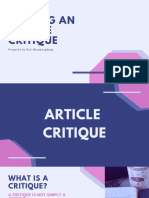Article Critique