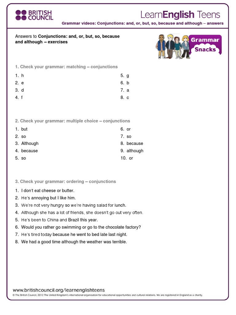 Gs Conjunctions Answers 1
