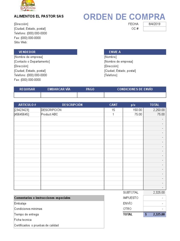 Orden de Compra Formato | PDF | Business