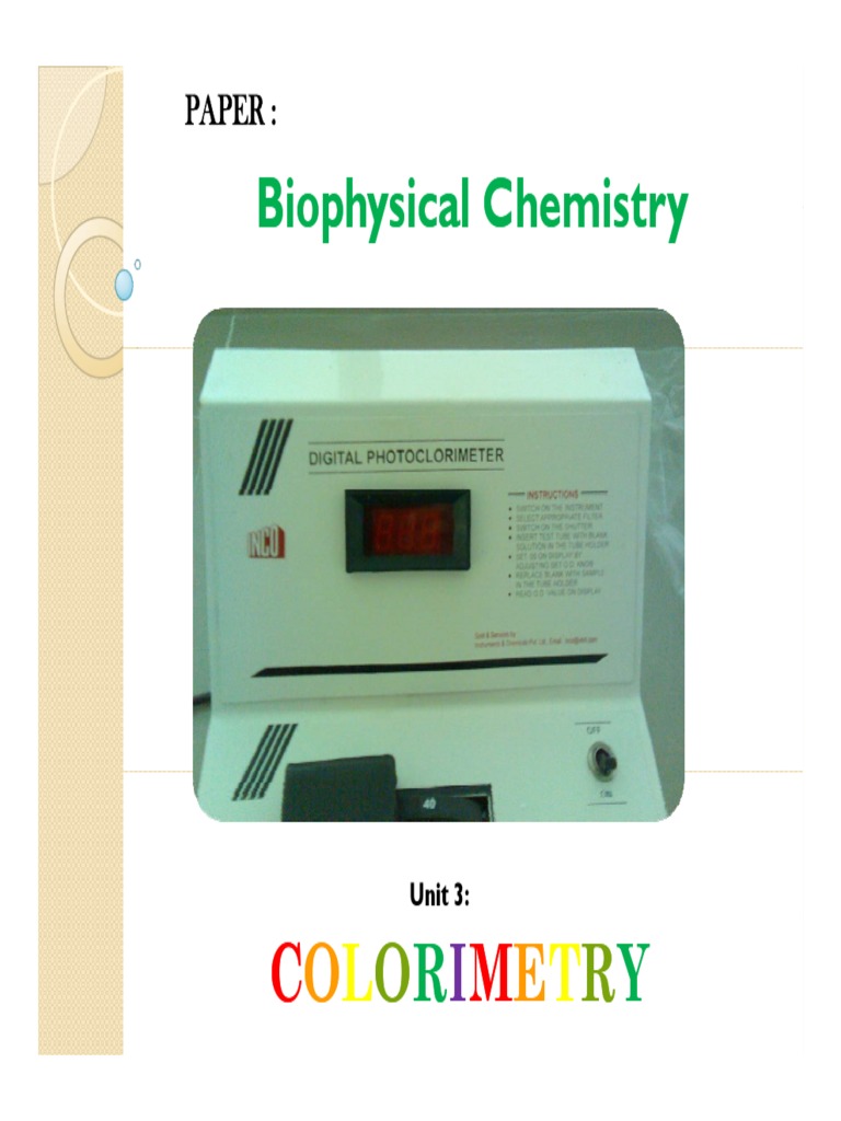 01 Colorimetry Spectrophometry PDF Spectrophotometry