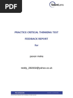 Practice Critical Thinking Test Feedback Report For: Pavan Meka