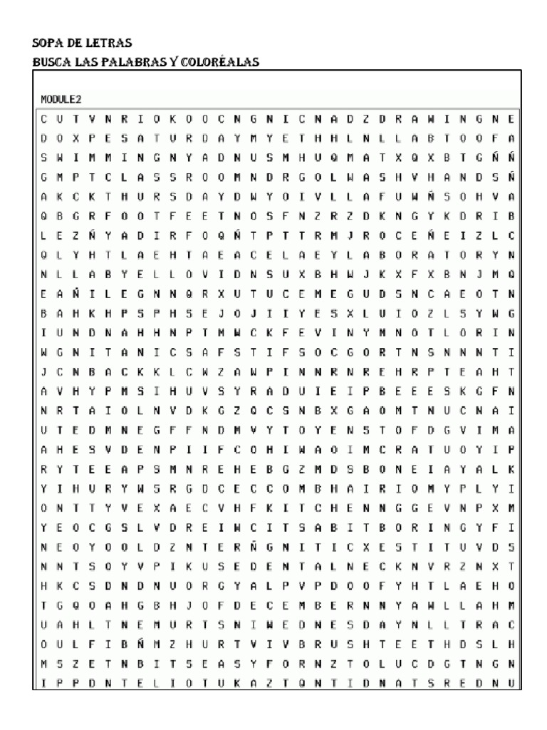 Sopa de Letras Busca Las Palabras y Coloréalas | PDF