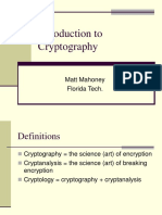 Introduction To Cryptography: Matt Mahoney Florida Tech