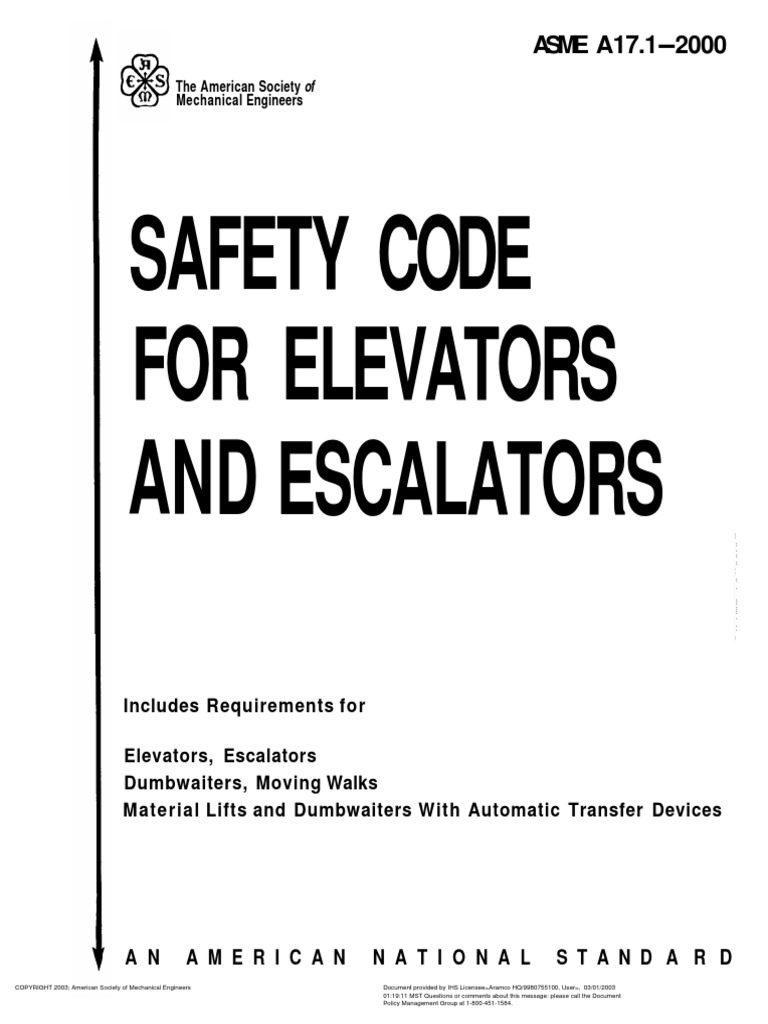 ASME A17.1 Safety code for elevator & escalators.pdf Elevator
