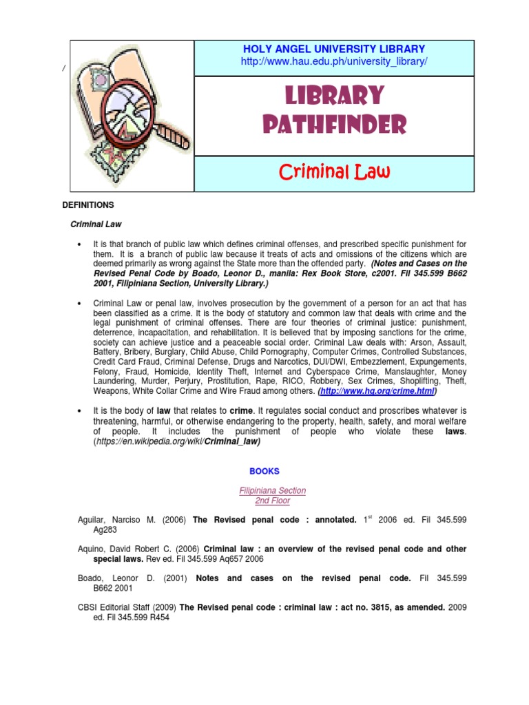 Overview of Criminal Law Concepts | PDF | Theft | Crime & Violence