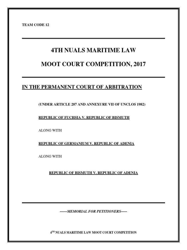 4Th Nuals Maritime Law Moot Court Competition, 2017 in The Permanent