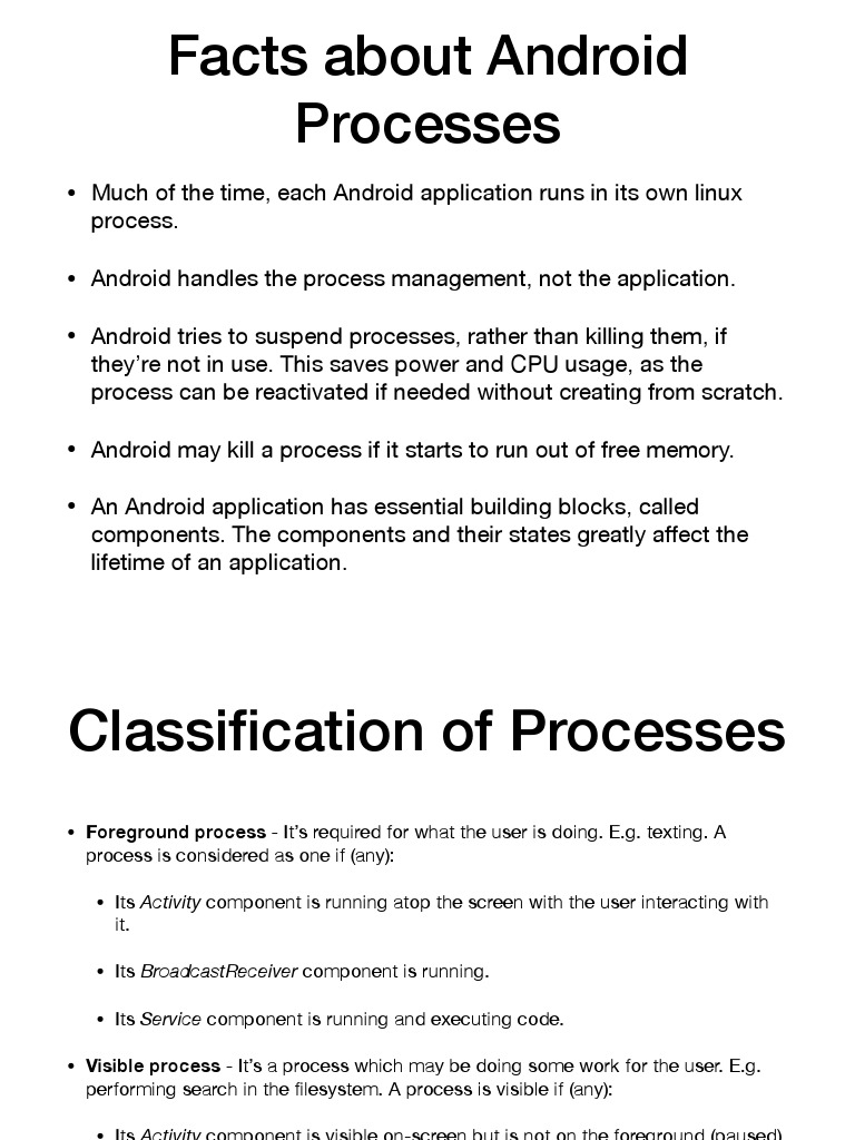 Facts About Android Processes | PDF | Process (Computing) | Android ...