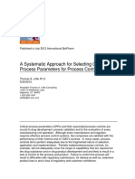 Systematic Approach to Selecting Critical Process Parameters