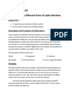 Experiment No 02 To Study The Different Parts of Lathe Machine