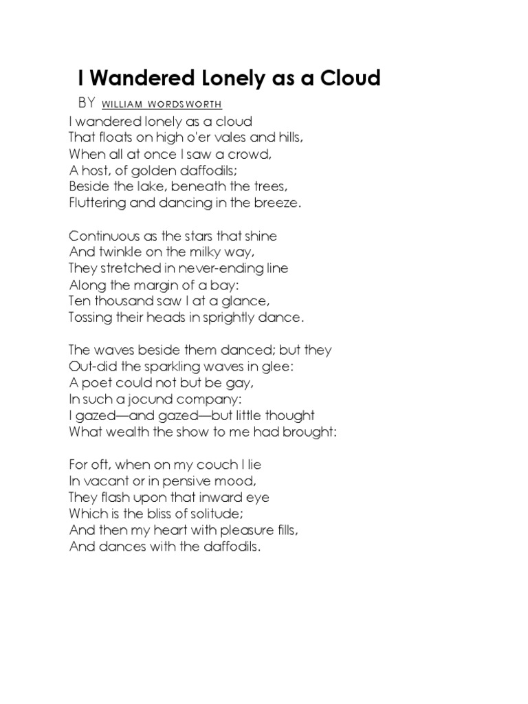 I Wandered Lonely As A Cloud PDF