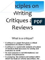 Principles On Writing Critiques and Reviews