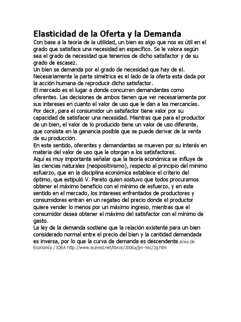 Elasticidad de La Oferta y La Demanda | PDF | Oferta y demanda ...