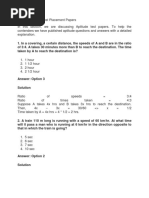 Infosys Aptitude Test Placement Papers