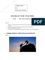 Booklet For Teacher: Grade: VIII Junior High School