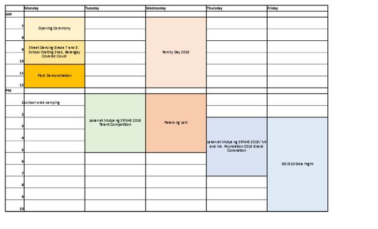 Foundation Week Activities Schedule | PDF