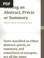 Writing An Abstract Précis or Summary