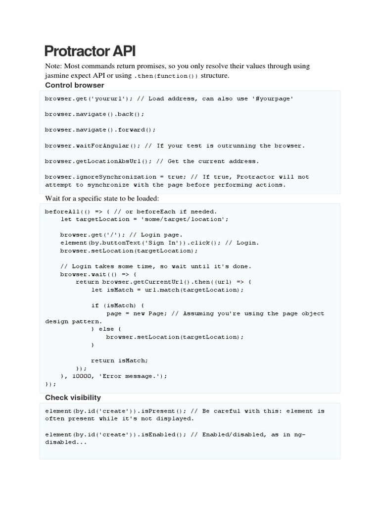 Protractor api cheat sheet pdf