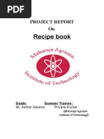 Recipe Book: Project Report On