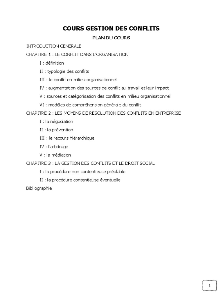 Gestion des conflits en entreprise | PDF | Résolution de conflit ...