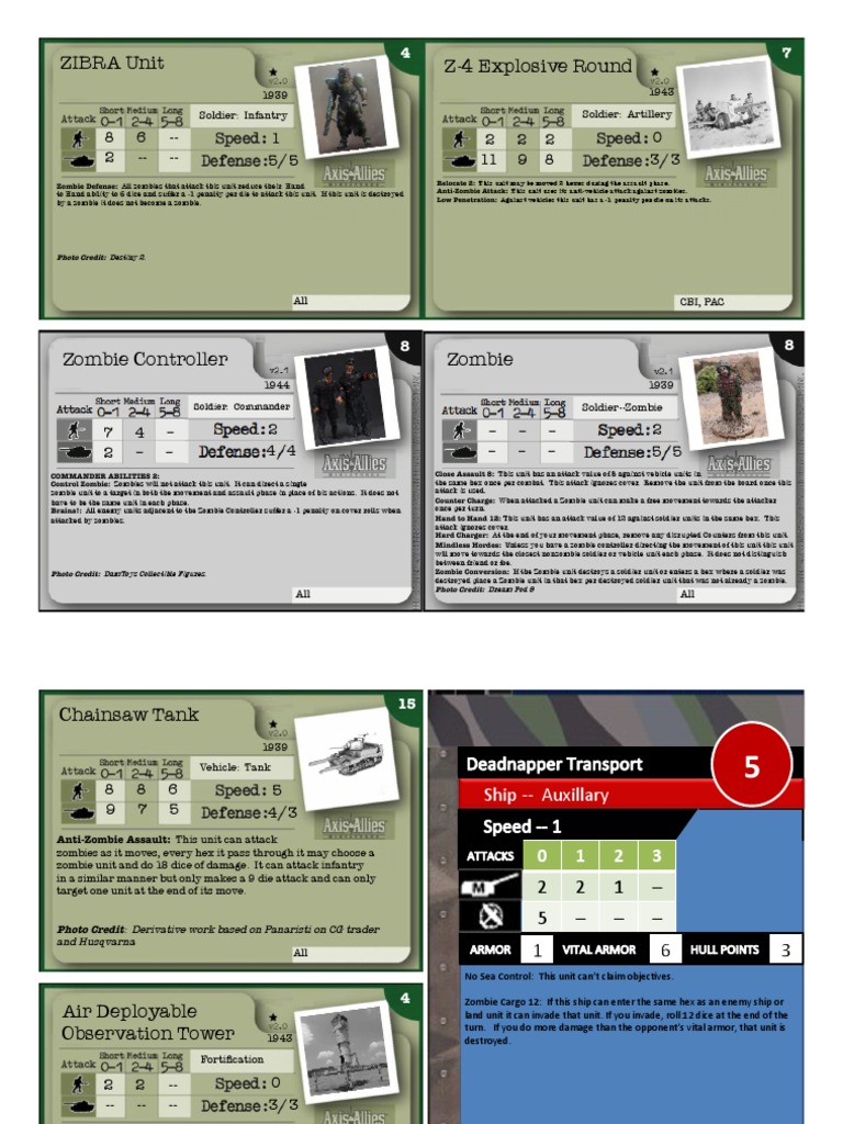 Axis and Allies and Zombies Miniatures PDF Infantry Wars & Military