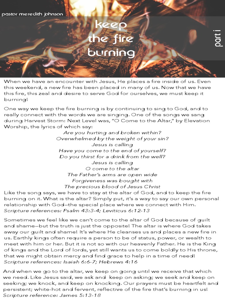 Keep The Fire Burning Part 1 Sermon Notes PDF