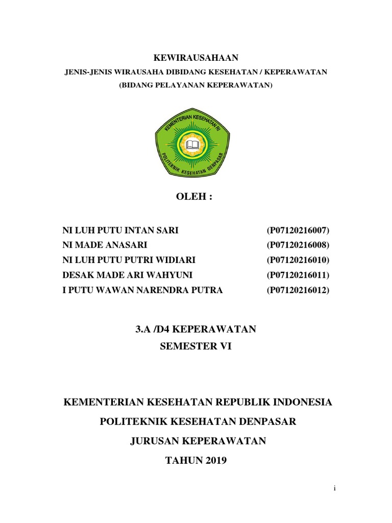 2 Jenis Wirausaha Di Bidang Pelayanan Kesehatan Docx