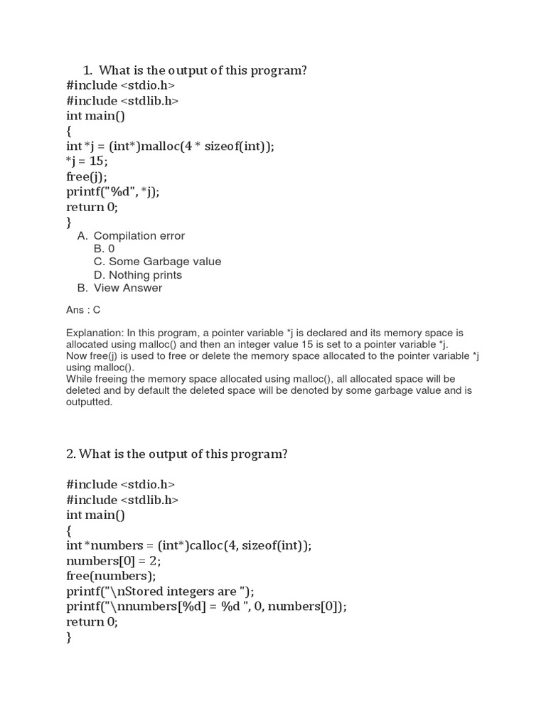 What Is The Output of This Program | PDF | Pointer (Computer ...