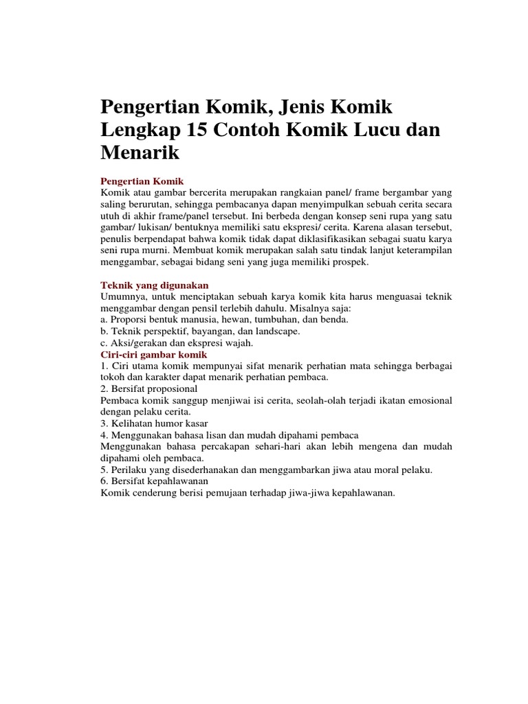 Pengertian dan Jenis Komik Anak | PDF
