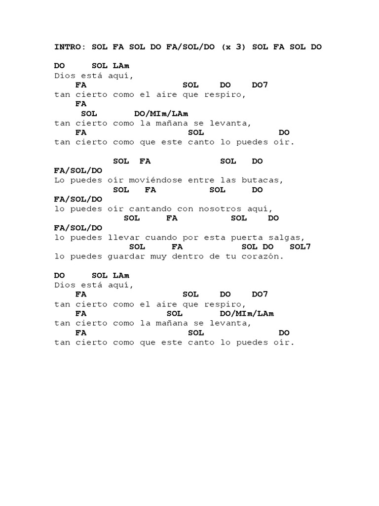 Acordes Dios Esta Aqui Pdf