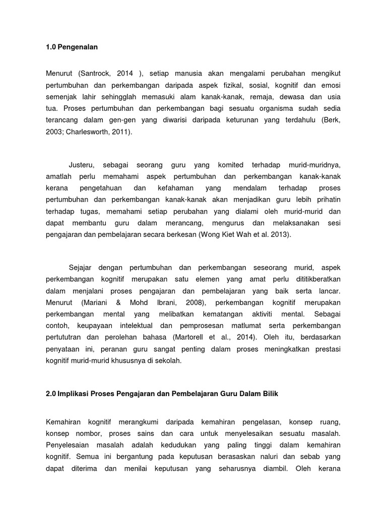 Contoh Assignment Perkembangan Kanak-kanak