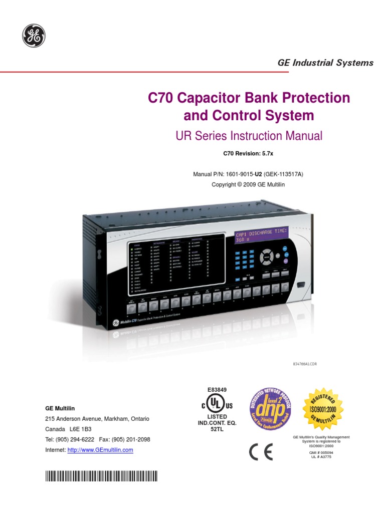 C70 Manual Capacitor Bank Prot. Relay | PDF | Capacitor | Network Switch